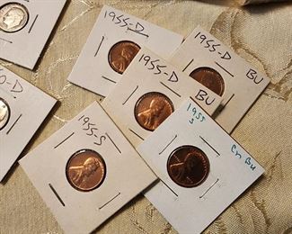 1955 Pennies Coins