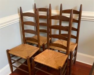Available for presale. Call or text for details. Vintage ladder back chairs, great condition.