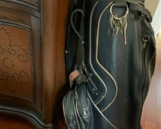 Leather golf bag.