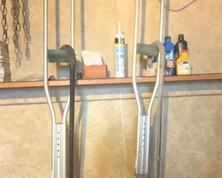 crutches/walker (not shown) but aluminum similar to crutches