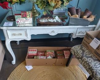 Antique Glass Top Table