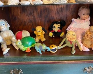 Early Disney Mickey Mouse, Pluto. Vintage Humpty Dumpty and more. Great collection of early childrens toys. 