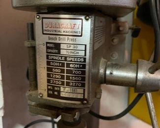 Vintage " rock solid" Duracraft drill press 