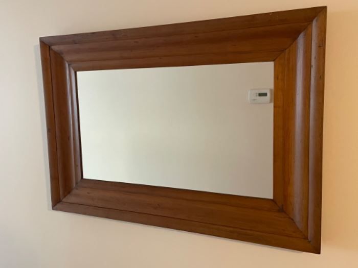 Wood framed hall mirror
