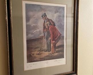 Upgrade that "Man Cave" golf room with some vintage art from the links. 