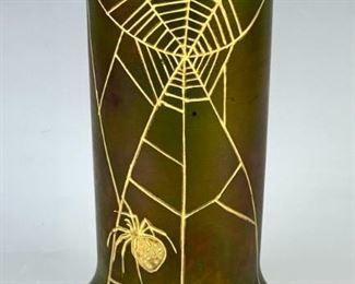 BOHEMIAN SPIDER AND WEB GLASS VASE