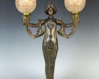 LUCIEN ALLIOT ART NOUVEAU LAMP