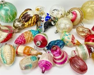 Antique & Vintage Colorful Glass Christmas Ornaments 