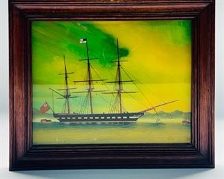 Reverse Nautical Painting on Glass.