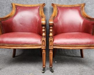 Pair of 20th Century Leather Arm Chairs 
