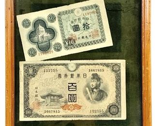  1940s Japanese 10 and 100 Yen Banknotes