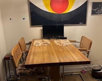 Butcher block table with four chairs (one missing from photo but available)