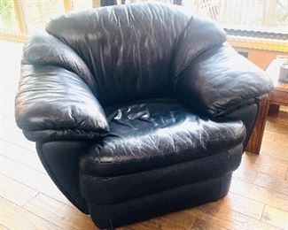 Leather overstuffed chair 