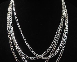 Sterling Silver Necklaces, Qty 4, Approx 20" And 18" Long, Approx 83.38 g Total Weight