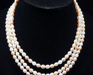 Pearl Necklace With Multicolor Pearls, Possibly Natural Pearls, Approx 22"