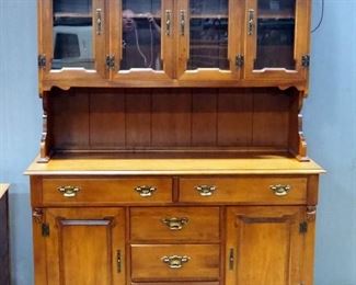 Young Republic Solid Hard Rock Maple Illuminated China Cabinet, 71" H x 52" W x 19" D, Powers On