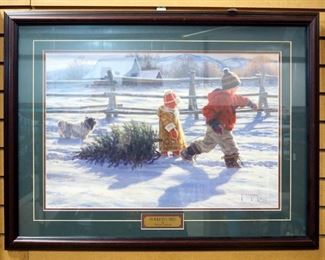 Robert Duncan (American, 1952- ) Print Of Our Little Tree, Framed Double Matted Under Glass, With Plaque, 32.75" W x 24.75" H