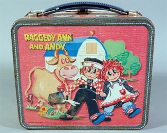 1973 Raggedy Ann And Andy Metal Lunchbox With Thermos, By Aladdin