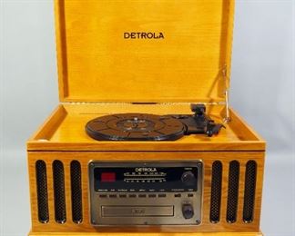 Detrola KM837 Record Player, FM/AM, CD Player, Cassette Player, With Vintage Style Look, With Instructions, Powers On