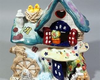 Porcelain Spring Time Cottage For Tea Lights, 7.25" H