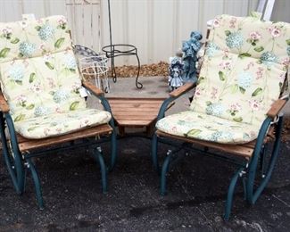 Outdoor Tete-A-Tete 2-Person Glider With Table, 36" H x Approx 74" W