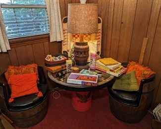 Whiskey Barrel Game Table Set
