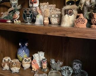 Lots of owl figurines
