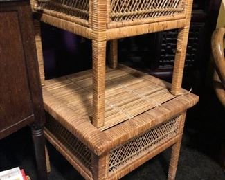 Pair of wicker end tables 