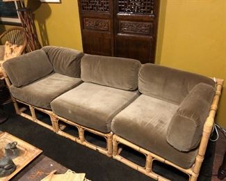 Bamboo and velvet couch! Luxury meets nature