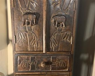 Carved Elephant Cabinet