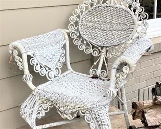 Victorian white wicker chair