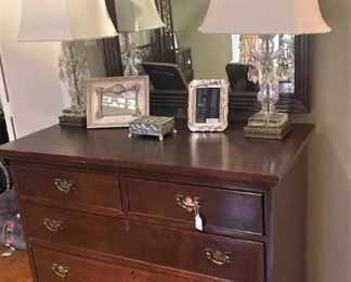 Chest and mirror; matching lamps