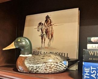 Charles Russell coffee table book; hand-painted decoy