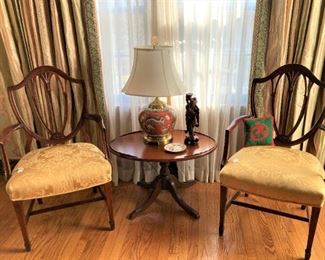 Matching traditional shield back armchairs
