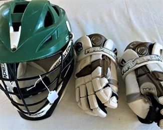 Cascade lacrosse helmet and  Maverik gloves 