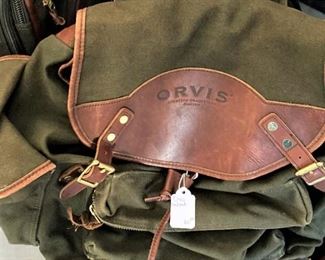 Orvis leather and canvas bags (small, medium, and large)