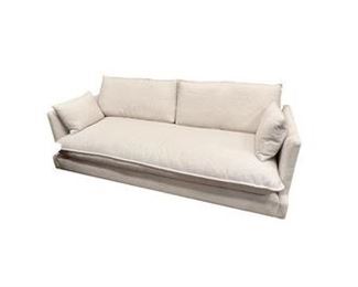 $3,000 USD      Norwalk Custom Design Merritt Beige 3 Seater Sofa Couch TH154-9      Description: With a thin arm and tuxedo-style design aesthetic, the Merritt Sofa has a look that is reminiscent of a daybed with its feather and down bench seat cushion and high profile arms. The piece features two accent pillows and natural oak stretchers that extend across each side of the sofa.
Dimensions: 90 x 42 x 36"H 
Seat: W82, D28, H21
Arm Height: 31
Condition: New - Interior Design Studio Floor Sample
Local pick up Lake Oswego, OR.  Showroom with main floor access. Contact us for shipper suggestions.       https://goodbyhello.com/products/copy-of-universal-hudson-sofa-thd-08?_pos=13&_sid=0d2bd94cb&_ss=r