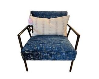 $1,500 USD     Norwalk Custom Lansing Metal Framed Blue Upholstered Chair TH154-10      Description:  This is for ONE chair.  We have two available.  The clean lines of the Lansing with the metal frame and upholstered seat are a perfect for modern to transitional style.  The custom upholstery adds a perfect pop of color and texture that adds interest and dimension to any room.  
Dimensions: 39 x 34 x 33"H 
Seat: W26, D24, H20
Arm Height: 26
Condition: New - Interior Design Studio Floor Sample
Local pick up Lake Oswego, OR.  Showroom with main floor access.  Contact us for shipper suggestions.      https://goodbyhello.com/products/copy-of-norwalk-merritt-sofa-thd-09?_pos=6&_sid=0d2bd94cb&_ss=r