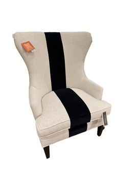 $1450 USD     Universal Furniture Custom Getaway Surfside Blk Striped Wing Chair TH154-11      Description: Make a statement with this daring, vertical navy stripe that defines the Surfside Wing Chair, a regal upholstery furnishing featuring an exaggerated back and tapered legs.  This listing is for ONE chair.  We have two available.
Dimensions: 37 x 34 x 49"H
Condition: New - Interior Design Studio Floor Sample
Local pick up Lake Oswego, OR.  Showroom with main floor access.  Contact us for shipper suggestions.       https://goodbyhello.com/products/copy-of-norwalk-lansing-metal-chair-2-available-thd-10?_pos=14&_sid=0d2bd94cb&_ss=r