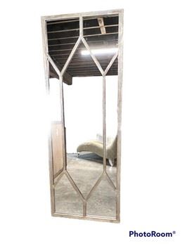 $425 USD      Uttermost Trellis Paned Floor Mirror JC155-14       Description: Uttermost's Mirrors Combine Premium Quality Materials With Unique High-style Design.With The Advanced Product Engineering And Packaging Reinforcement, Uttermost Maintains Some Of The Lowest Damage Rates In The Industry. Each Product Is Designed, Manufactured And Packaged With Shipping In Mind.
Dimensions:  29W X 2D x 79H
Color: Silver
Weight: 45
Orientation: Vertical and Horizontal
Materials: Fir 
Condition: Used with minor signs of wear associated with use and age.  Please refer to pictures for more detail.
Location: Local pick up SW Portland, OR. Location is easy access in warehouse. Contact us for shipper suggestions.       https://goodbyhello.com/products/uttermost-trellis-paned-floor-mirror-jc155-14?_pos=3&_sid=a0dcecac8&_ss=r