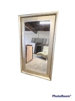 $260 USD      Accessories by Sherwood Large Silver Floor Mirror JC155-15      Description: Thick framed mirror with a silver paint wash and raised edge.  This is a very solid large mirror.  Optional floor or hanging mirror.
Dimensions: 42.5 x 73H in
Condition: In very good used condition with minimal signs of wear associated with use and age.
Location: Local pick up SW. Portland, OR. Located in warehouse with easy access. Contact us for shipper suggestions.      https://goodbyhello.com/products/copy-of-uttermost-trellis-paned-floor-mirror-jc155-14?_pos=14&_sid=a0dcecac8&_ss=r