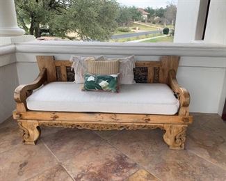 Solid Wood Carved Bench