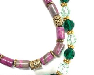 Lot 2 Natural Stone & AB Bead Bracelets
