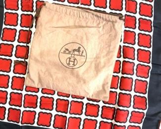 Hermes Dust Bag w 9 Hand Rolled Pocket Scarves
