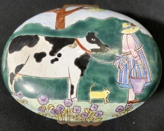 Hand Painted Enameled Keepsake Box
