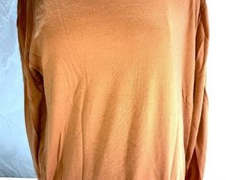 Orange Mock Neck Long Sleeve Wool Shirt
