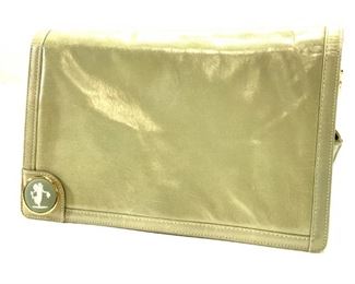 Green Leather Clutch/ Cross Body Bag

