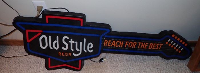 OLD STYLE GUITAR BEER SIGN