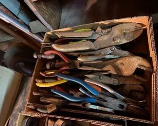 Box of Vise Grips and Pliers