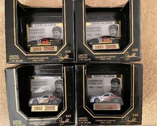 Racing Champions Davey Allison NASCAR 1:64 Scale Die Cast X 4.   12200/28000 x 2 and 21342/28000 x 2.  